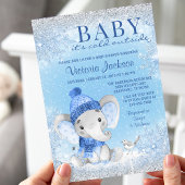 Boy Elephant Baby zijn Koud Buiten Baby shower Kaart