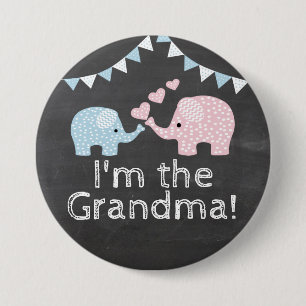 Boy Elephant Chalkboard Kijk   Ik ben de oma Ronde Button 7,6 Cm