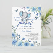 Boy Elephant Dusty Blue Rozen Baby shower Kaart (Staand voorkant)