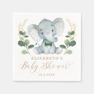 Boy Elephant Little Gentleman Greenery Baby shower Servet