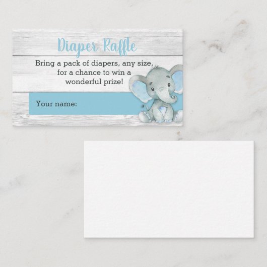 Boy Elephant Luier Raffle Kaarten (Voorkant / Achterkant)