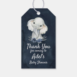 Boy Elephant Navy Baby shower Gift Label Donkerbla Cadeaulabel