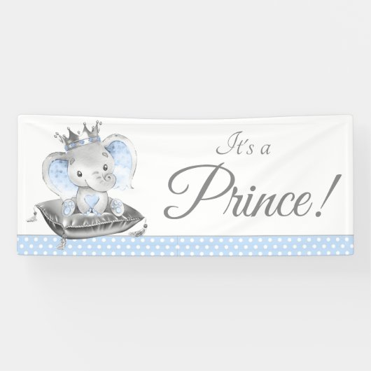 Boy Elephant Prince Baby shower Banners (Horizontaal)