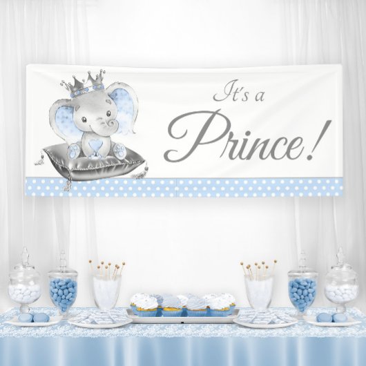 Boy Elephant Prince Baby shower Banners