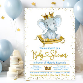 Boy Elephant Prince Baby Shower Invitation Kaart