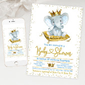 Boy Elephant Prince Baby Shower Invitation Kaart