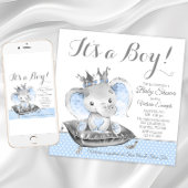 Boy Elephant Prince Baby shower Kaart