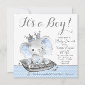 Boy Elephant Prince Baby shower Kaart (Voorkant)