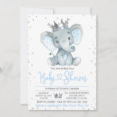 Boy Elephant Prince Baby shower Uitnodiging (Voorkant)
