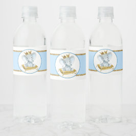 Boy Elephant Prince Baby shower Waterflesetiket Waterfles Etiket