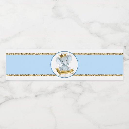 Boy Elephant Prince Baby shower Waterflesetiket Waterfles Etiket (Enkel label)