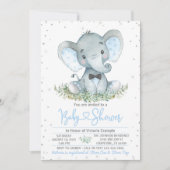 Boy Elephant Stropdas Glitter Baby shower Uitnodig Kaart (Voorkant)