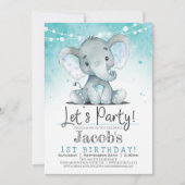 Boy Elephant verjaardagsfeestje uitnodiging (Voorkant)