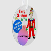 Boy Elf Kerstnaam Blauw Roze Ornamenten (voorkant)