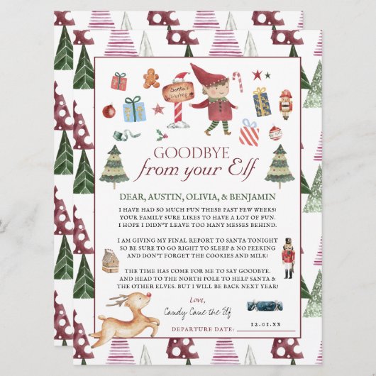 Boy Elf | Kinder kerstbrief Elf Goodbye (Voorkant / Achterkant)