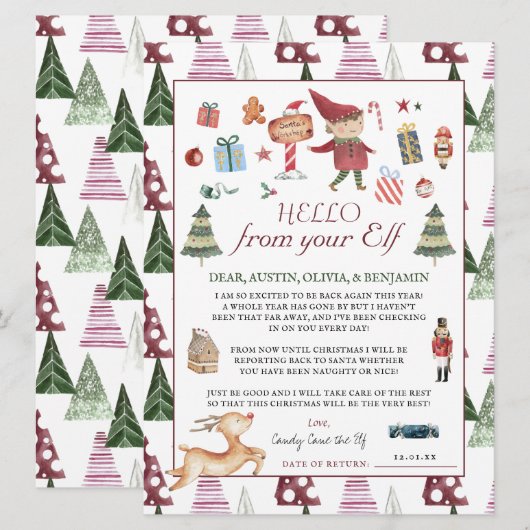 Boy Elf | Kinder kerstbrief Elf Hallo (Voorkant / Achterkant)