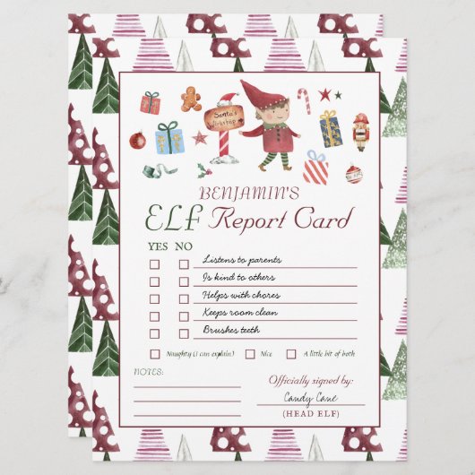 Boy Elf | Kinder kerstkaart (Voorkant / Achterkant)