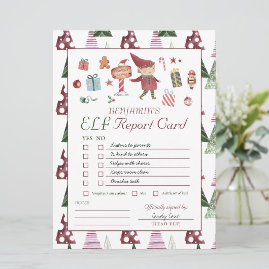 Boy Elf | Kinder kerstkaart Kaart (Staand voorkant)