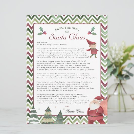 Boy Elf | Pensioenbrief Kerstman's Desk Kaart (Staand voorkant)