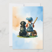 Boy en Black Lab Baseball thema Baby shower Kaart (Achterkant)