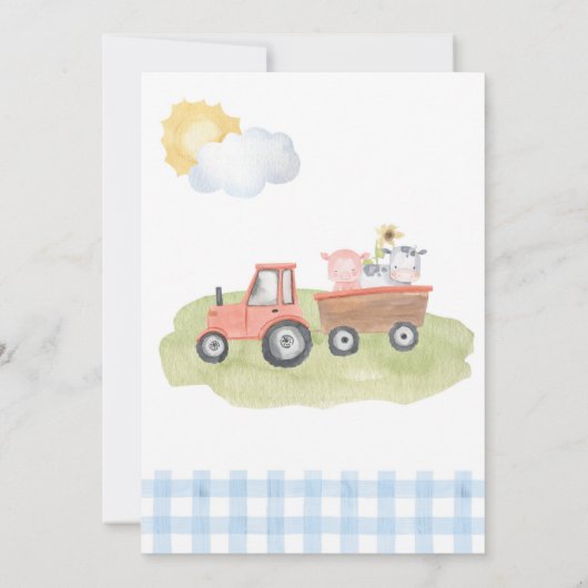 Boy Farm Animals Baby shower Uitnodiging (Achterkant)