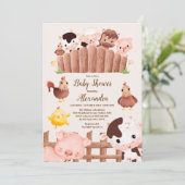 Boy Farm Animals Baby shower Uitnodiging (Staand voorkant)