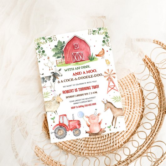 Boy Farm Dieren Boy Barnyard Verjaardagsfeest Kaart