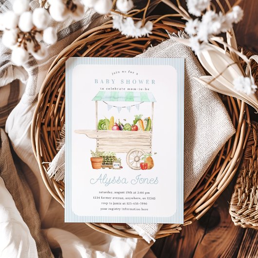 Boy Farmers Market Groente Stand Baby shower Kaart