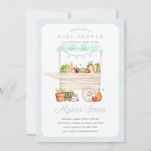 Boy Farmers Market Groente Stand Baby shower Kaart (Voorkant)