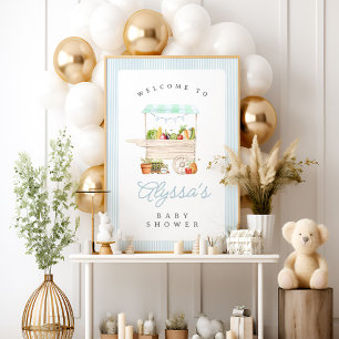 Boy Farmers Market Groente Stand Baby shower Poster