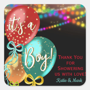 Boy Fiesta Balloon Baby shower Favor Stickers