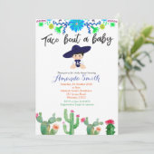 Boy Fiesta cactus baby shower Invite Muchacho Kaart (Staand voorkant)