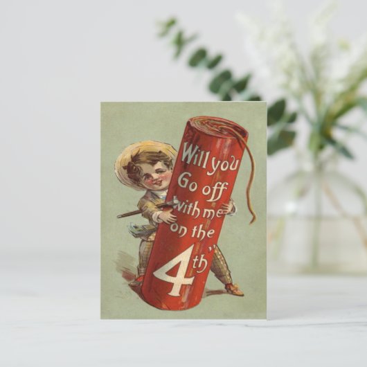 Boy Firework Firecracker Match Briefkaart (Staand voorkant)