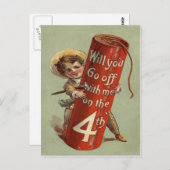 Boy Firework Firecracker Match Briefkaart (Voorkant / Achterkant)