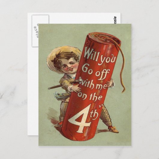 Boy Firework Firecracker Match Briefkaart (Voorkant / Achterkant)