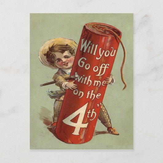 Boy Firework Firecracker Match Briefkaart (Voorkant)