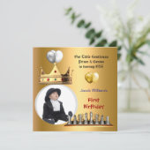 Boy First Birthday 1st Gentleman Prince Genius Kaart (Staand voorkant)