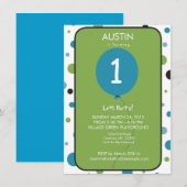 Boy First Birthday Balloon Kaart (Voorkant / Achterkant)