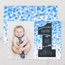 Boy First Birthday Chalkboard Confetti Foto