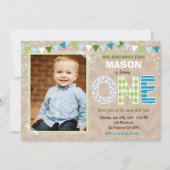 Boy First Birthday Chalkboard Invitation Kaart (Voorkant)