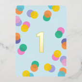 Boy First Birthday Confetti Blue and Gold Folie Uitnodiging (Voorkant)