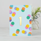 Boy First Birthday Confetti Blue and Gold Folie Uitnodiging (Staand Voorkant)