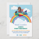 Boy First Birthday Dog Pilot Airplane Clouds Cute Kaart (Voorkant)