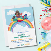 Boy First Birthday Dog Pilot Airplane Clouds Cute Kaart