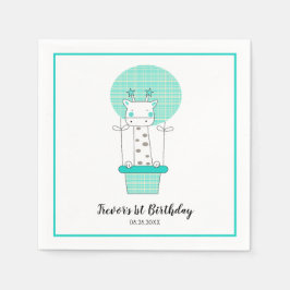 Boy First Birthday Giraffe Party Servet