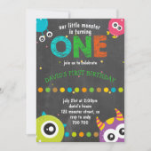 Boy First Birthday Krijtbord Monsters Schattige Kaart (Voorkant)