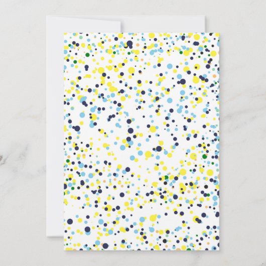 Boy First Birthday Navy hartballon Confetti Kaart (Achterkant)