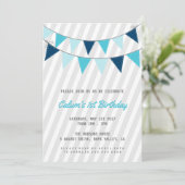 Boy First Birthday Party Invitation Kaart (Staand voorkant)