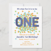 Boy First Birthday Uitnodiging Confetti ONE blue (Voorkant)