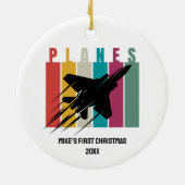 Boy First Christmas Jet Fighter Airplane Custom Keramisch Ornament (Achterkant)